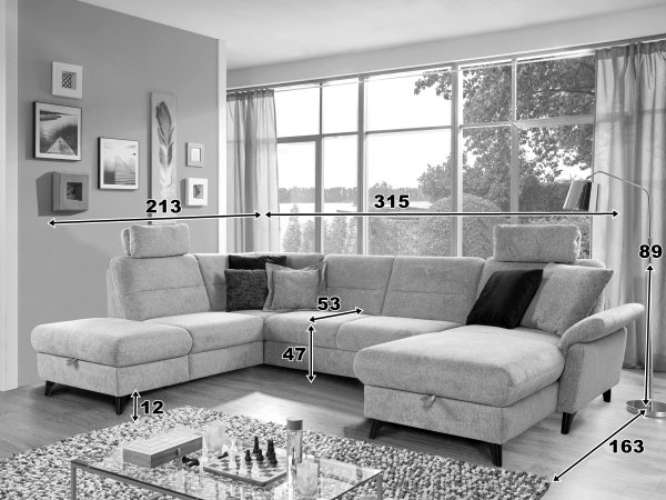 Rohová sedací souprava ve tvaru U ROMANA