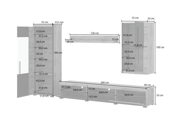 Obývací sestava ROGER ořech Satin/touchwood