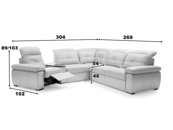 Kožená rohová rozkládací sedací souprava s elektrickou relax funkcí LIMA