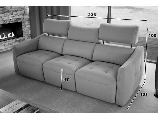 Kožená pohovka s elektrickou funkcí relax SOVAL