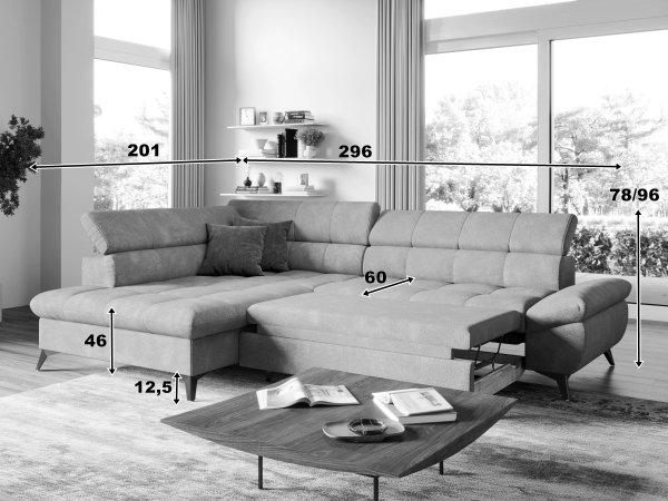 Rohová rozkládací sedací souprava APOLLO