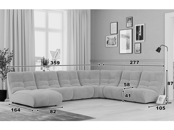 Modulová sedací souprava do tvaru U GALA