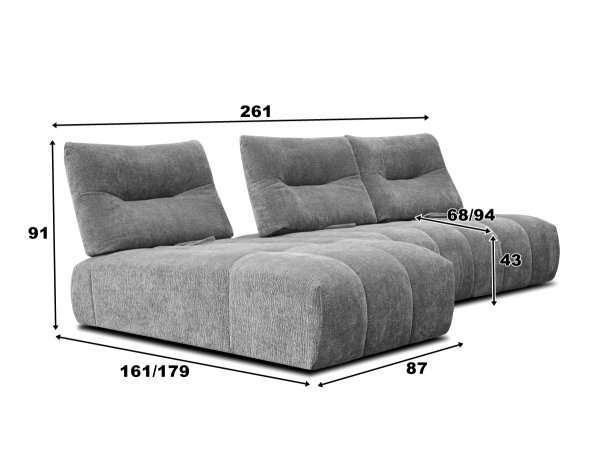 Designová rohová sedací souprava s nastavitelnou hloubkou sedáku LARI 3