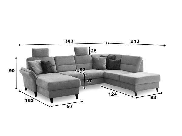 Rohová sedací souprava do tvaru U ve skandinávském stylu WESTERLAND