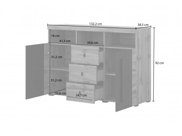 Komoda do obývacího pokoje (typ 43) ROGER ořech Satin/touchwood