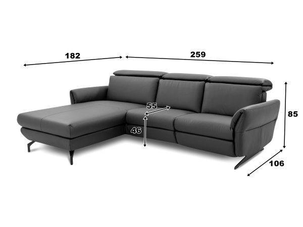 Kožená rohová sedací souprava TRAPANI s motorovou funkcí TV