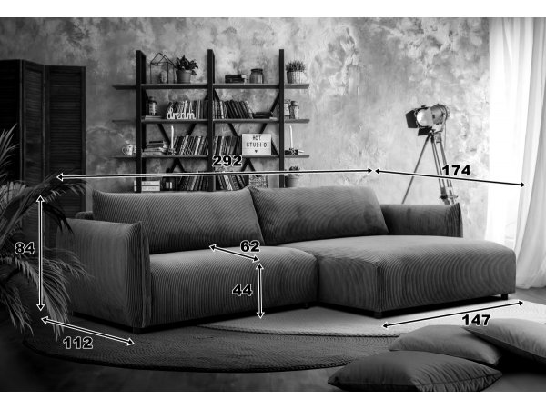 Manšestrová rohová sedací souprava FARIDO 3