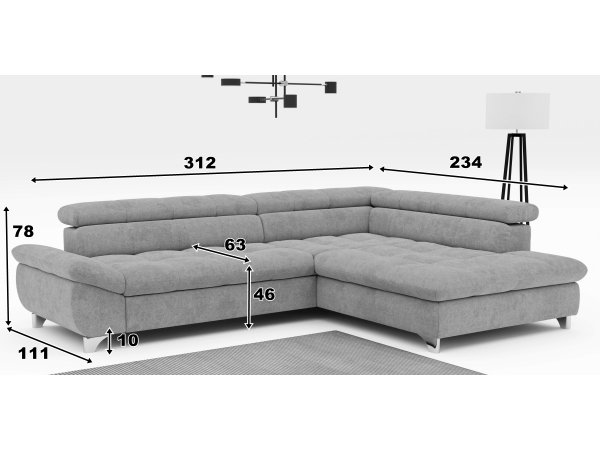 Rohová rozkládací sedací souprava GEMINI 3