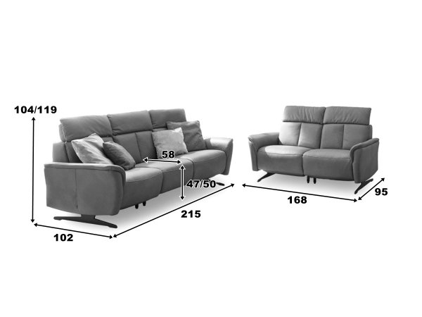 Luxusní kožená sedací souprava s funkcí relax 3+2 LORENZO