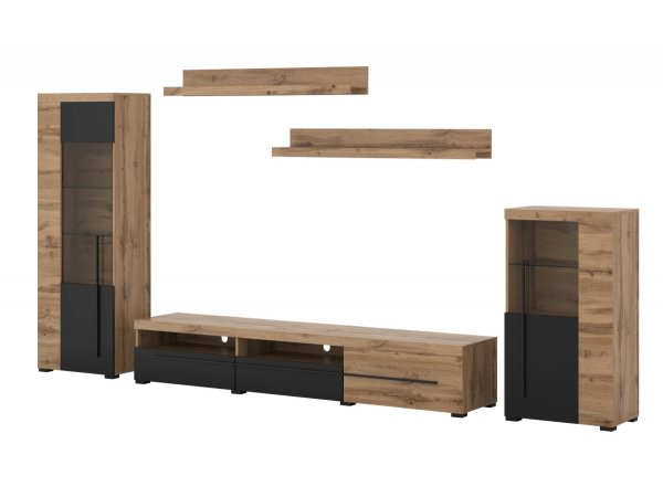 Obývací sestava ROGER 2 dub wotan/černý mat