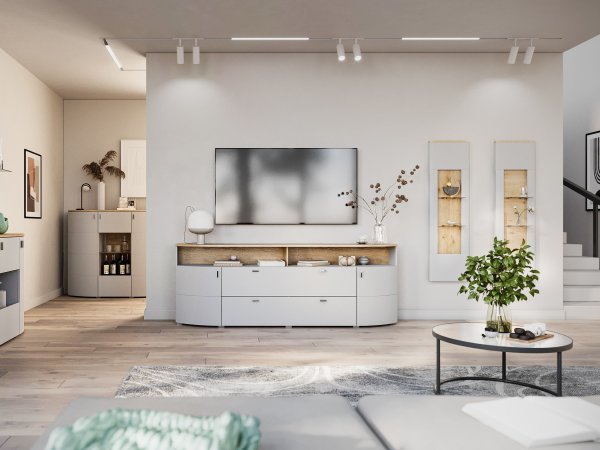 Obývací stěna světle šedá SAMBUCA 2 panely