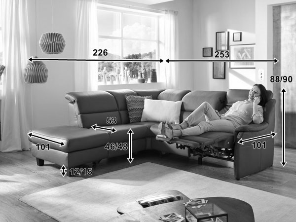 Kožená rohová sedací souprava SAMARA s funkcí relax