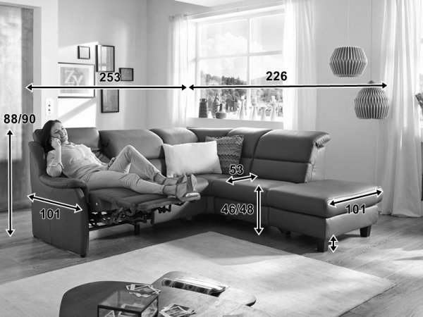 Kožená rohová sedací souprava SAMARA s funkcí relax