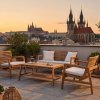 Sedací souprava na balkón a terasu Santander, teak, přírodní, 4dílný – House Nordic