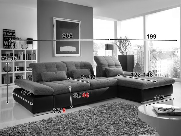 Kožená rohová sedací souprava SANTA LUCIA