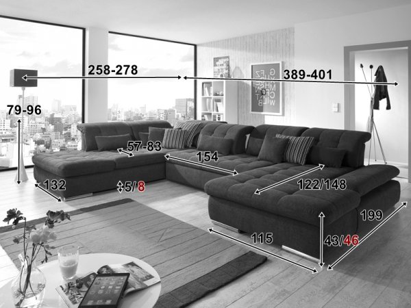 Rohová sedací souprava do tvaru U SANTA LUCIA 3