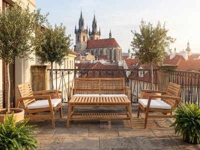Sedací souprava na balkón a terasu Santander, teak, přírodní, 4dílný – House Nordic