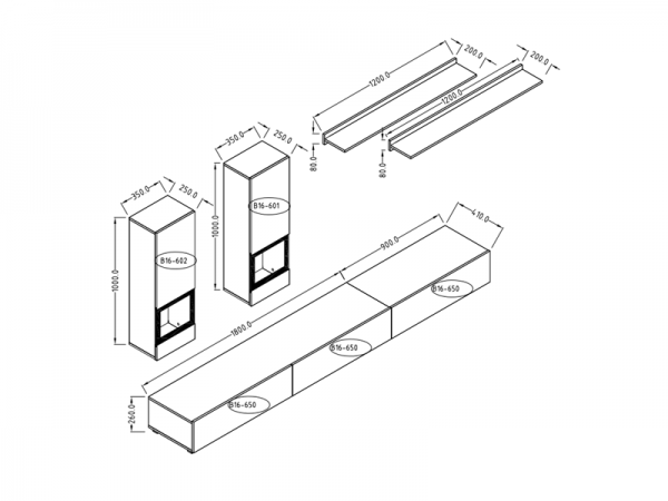 Moderní obývací stěna BAROS dekor beton
