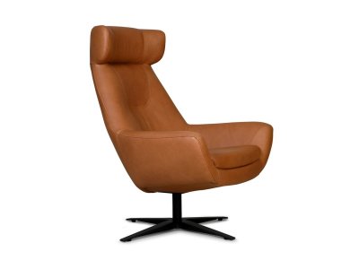 Kožené designové otočné křeslo s vysokým opěrem SHOW