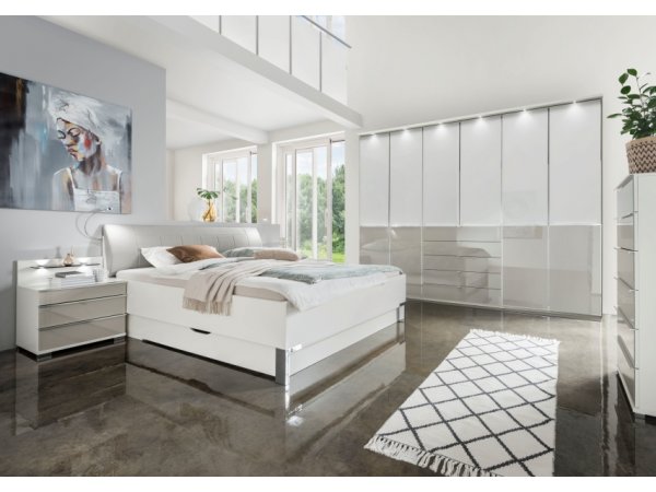 Komoda SHANGHAI 2 bílá/sklo šedá