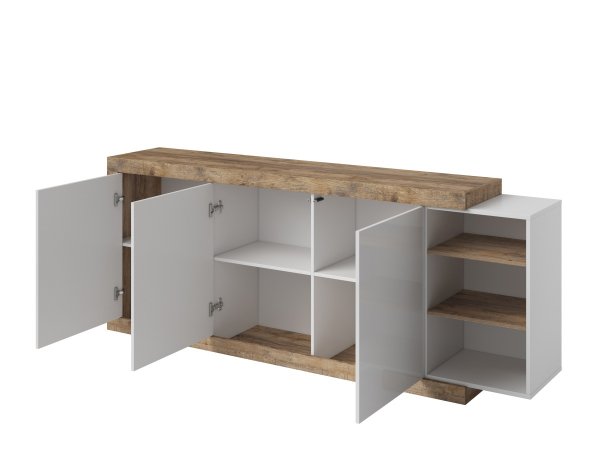 Komoda do obývacího pokoje (typ 43) SINTRA dub Samdal/bílý lesk