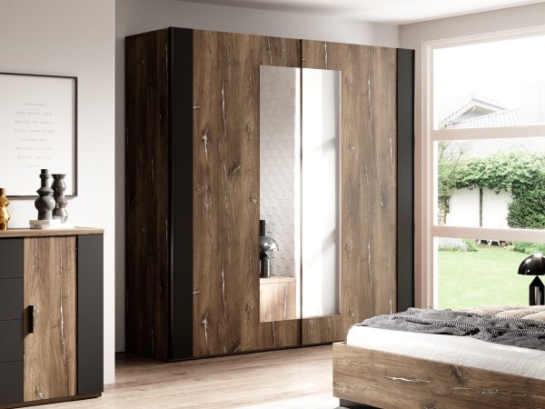 Ložnicová sestava SIGMA flagstaff oak se stříbrným ornamentem