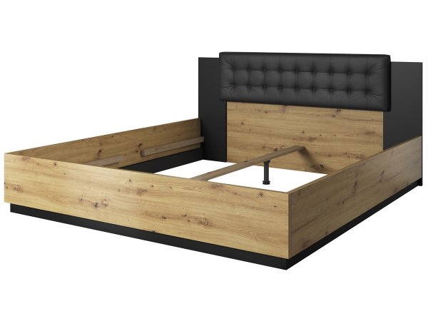 Postel s čalouněným čelem SIGMA 160x200 dub artisan/černý supermat