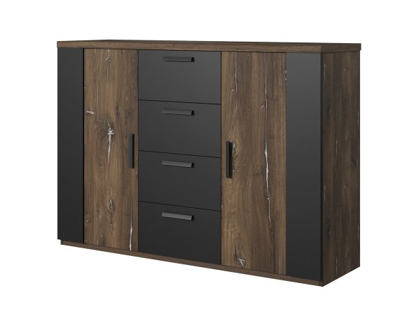 Komoda SIGMA dub flagstaff se stříbrným ornamentem