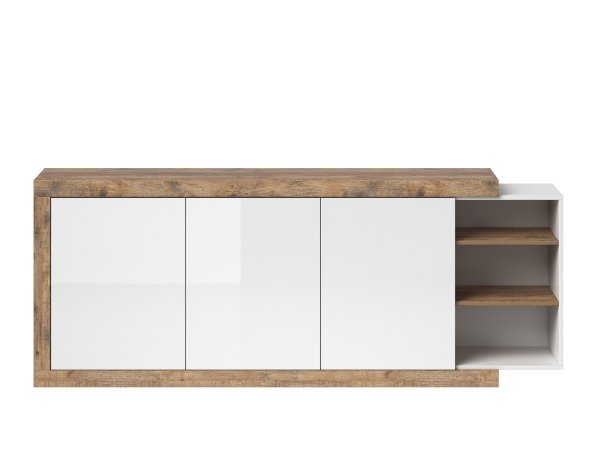 Komoda do obývacího pokoje (typ 43) SINTRA dub Samdal/bílý lesk
