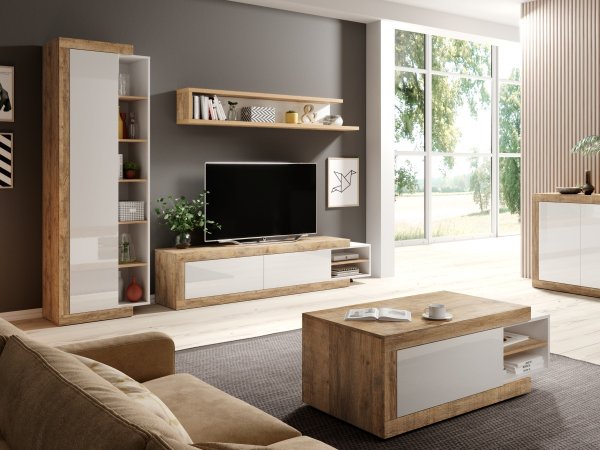 Nábytek do obývacího pokoje SINTRA dub Samdal/bílý lesk