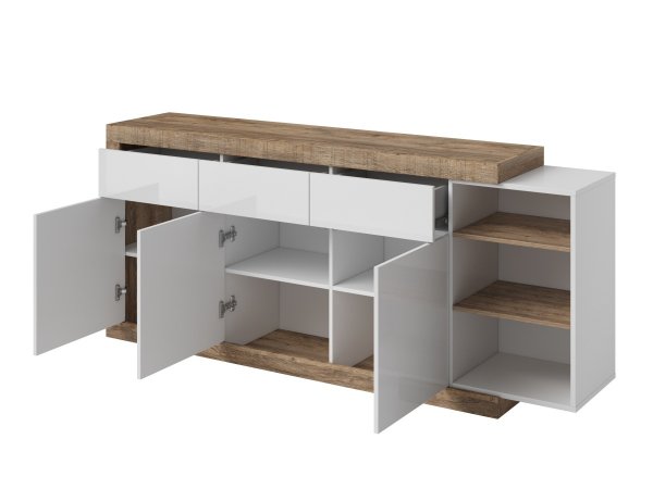 Komoda do obývacího pokoje (typ 25) SINTRA dub Samdal/bílý lesk