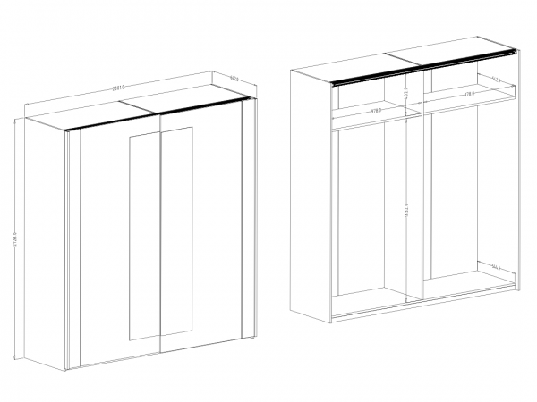 Šatní skříň SIGMA s posuvnými dveřmi a se zrcadly dub flagstaff se stříbrným ornamentem