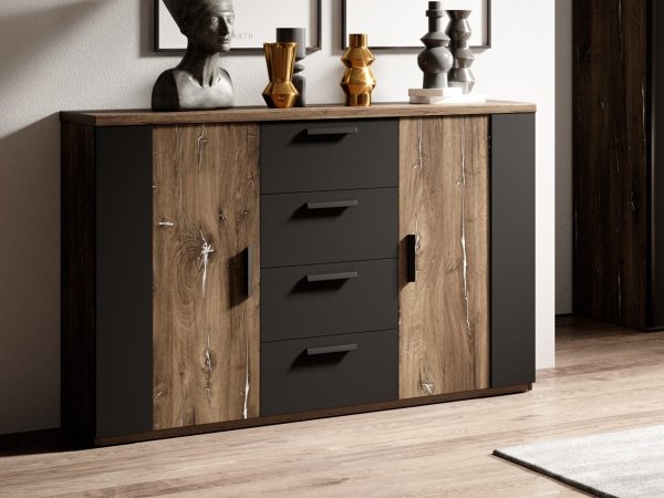 Ložnicová sestava SIGMA flagstaff oak se stříbrným ornamentem