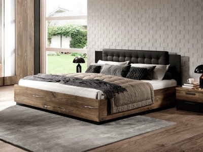 Postel s čalouněným čelem SIGMA 140x200 dub flagstaff