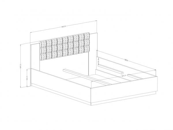 Postel s úložným prostorem a čalouněným čelem SIGMA dub flagstaff se stříbrným ornamentem 160x200