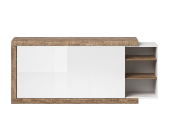 Komoda do obývacího pokoje (typ 25) SINTRA dub Samdal/bílý lesk