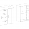 Komoda Sigma 2D4S, dub flagstaff stříbrné vlákno / černý supermat, 132 × 94 × 40 cm