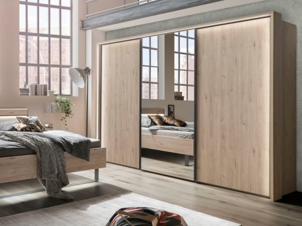 Moderní ložnice Brüssel dub stein/tmavá břidlice 3