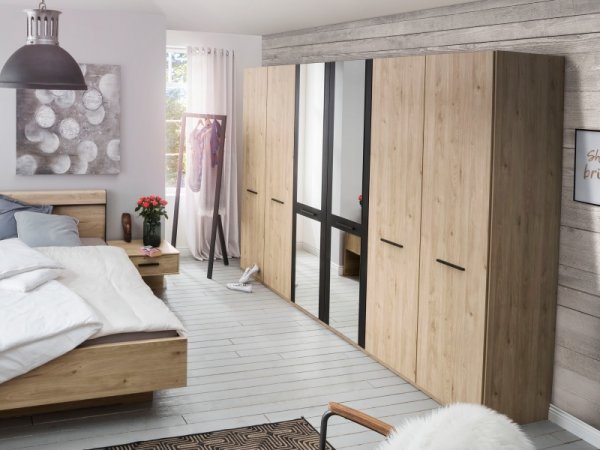 Moderní ložnice Brüssel dub stein/tmavá břidlice 5