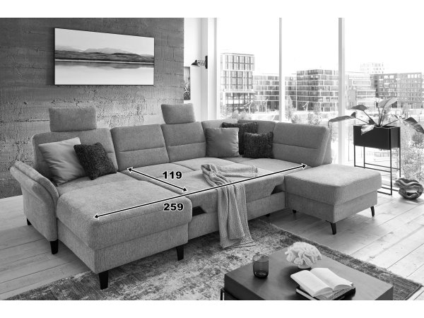 Rohová sedací souprava do tvaru U ve skandinávském stylu WESTERLAND