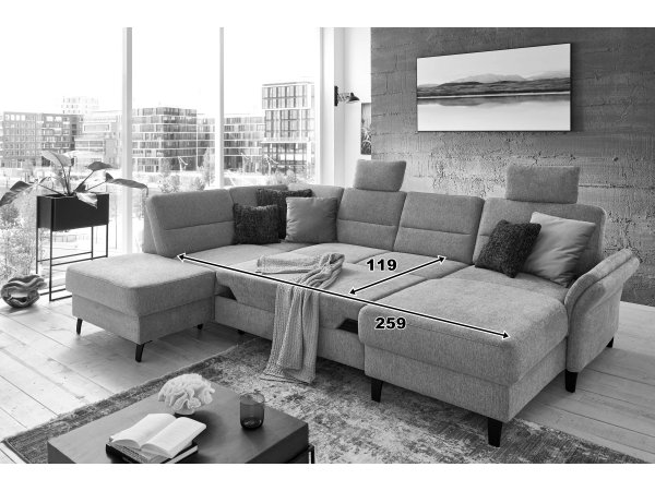 Rohová sedací souprava do tvaru U ve skandinávském stylu WESTERLAND 2