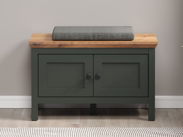 Lavice/botník do předsíně STANTON (typ 2209-310-04) tmavě zelená/dub Evoke