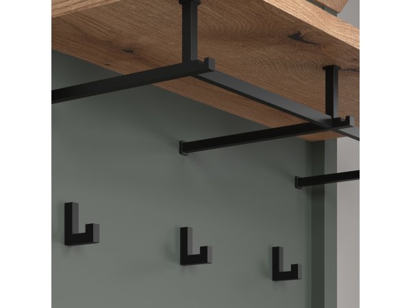 Věšák do předsíně STANTON (typ 2209-440-04) tmavě zelená/dub Evoke