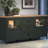 Komoda do obývacího pokoje včetně LED osvětlení STANTON (typ 220987004) tmavě zelená/dub Evoke