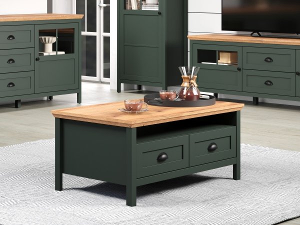 Konferenční stolek STANTON (220911804) tmavě zelená/dub Evoke