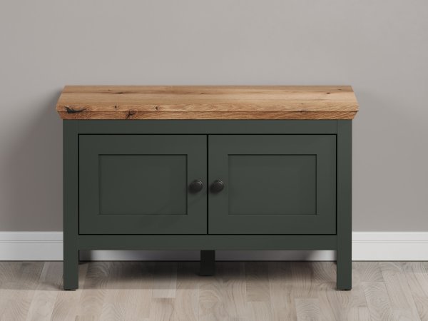 Lavice/botník do předsíně STANTON (typ 2209-310-04) tmavě zelená/dub Evoke