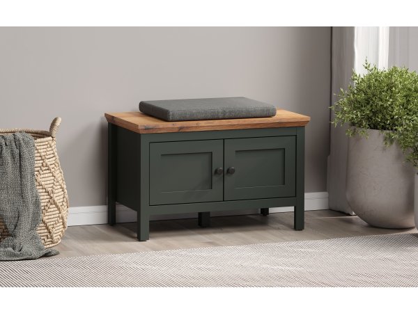 Lavice/botník do předsíně STANTON (typ 2209-310-04) tmavě zelená/dub Evoke