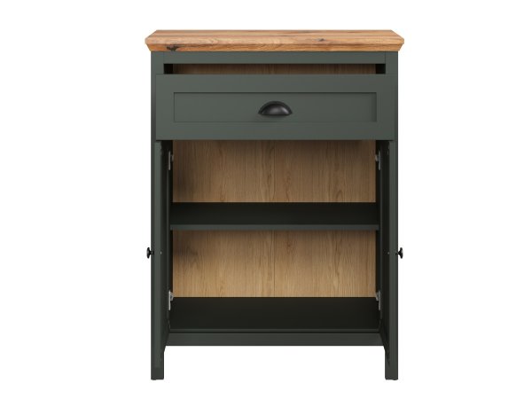 Komoda do předsíně STANTON (typ 2209-867-04) tmavě zelená/dub Evoke