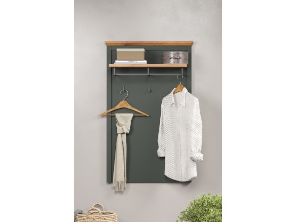 Věšák do předsíně STANTON (typ 2209-440-04) tmavě zelená/dub Evoke