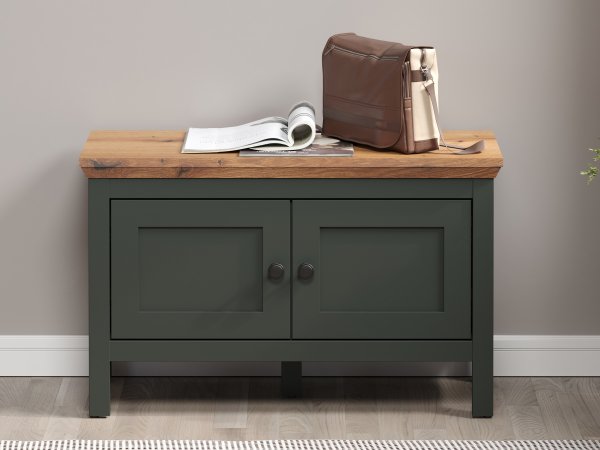 Lavice/botník do předsíně STANTON (typ 2209-310-04) tmavě zelená/dub Evoke